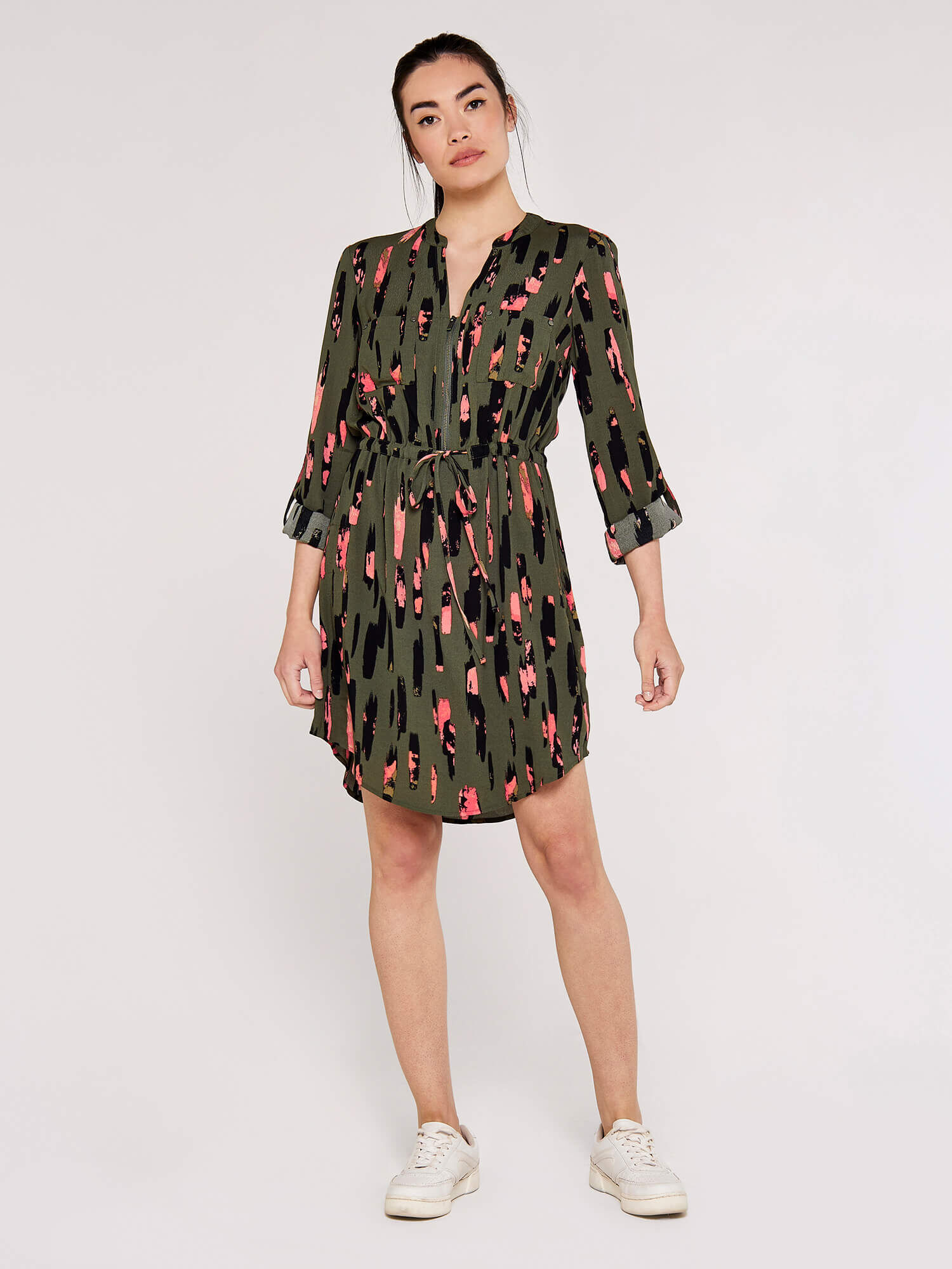 Brushstroke Print Mini Dress | Apricot Clothing