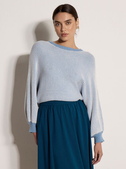 Ribbed Stripe Batwing Jumper