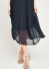 Chiffon Plisse Midi Dress, Navy, large
