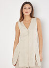 Linen Blend Longline Waistcoat, Stone, large