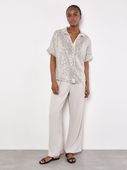 Sequin Embellished Relaxed Shirt