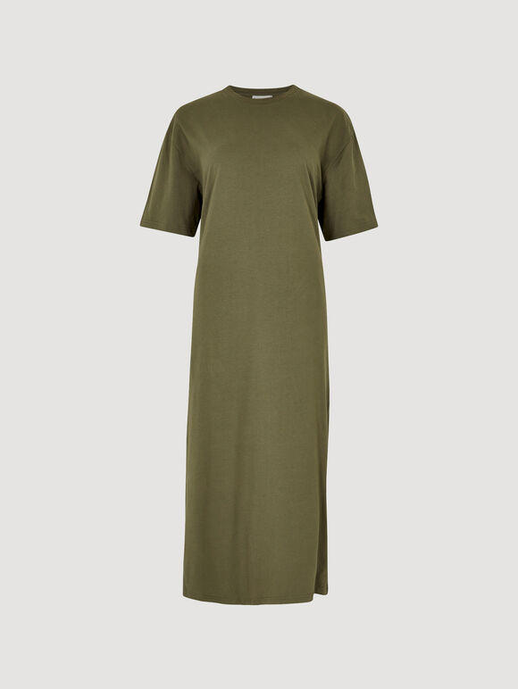 T-Shirt Midi Dress, Khaki, large