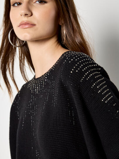 Rhinestone Embellished Batwing Jumper