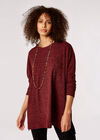 Ribbed Side Split Top, Burgundy, large