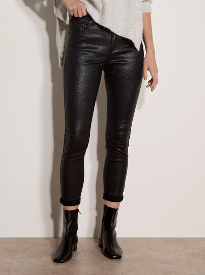 Glitter Snakeskin Skinny-Fit Jeans