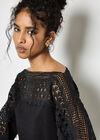 Lace Neck And Sleeve Jumper, Black, large