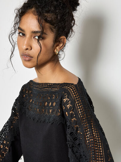 Lace Neck And Sleeve Jumper