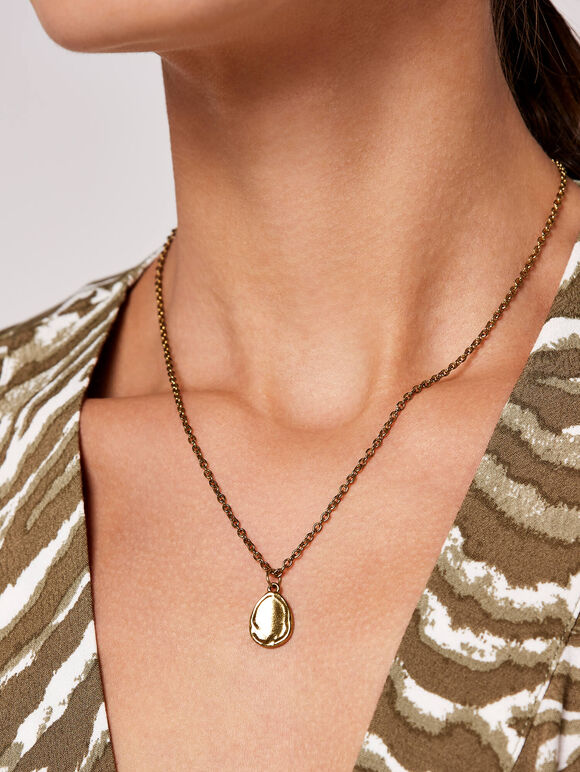 Gold Coin Necklace, Yellow, large