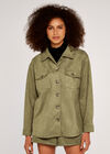 Suede Shirt Jacket, Khaki, large