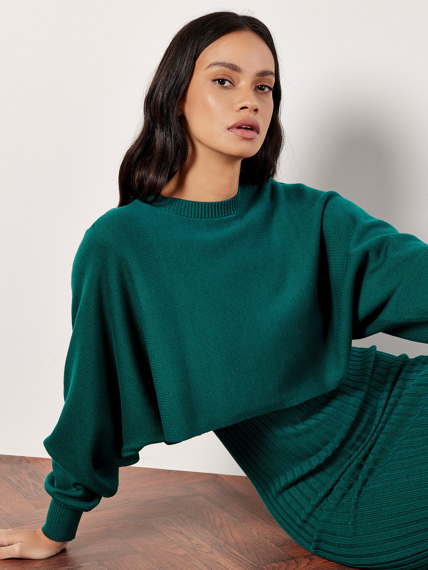 Cropped Batwing Jumper Apricot Clothing