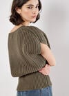 Chunky Rib Knit Cap Sleeve Jumper, Khaki, large