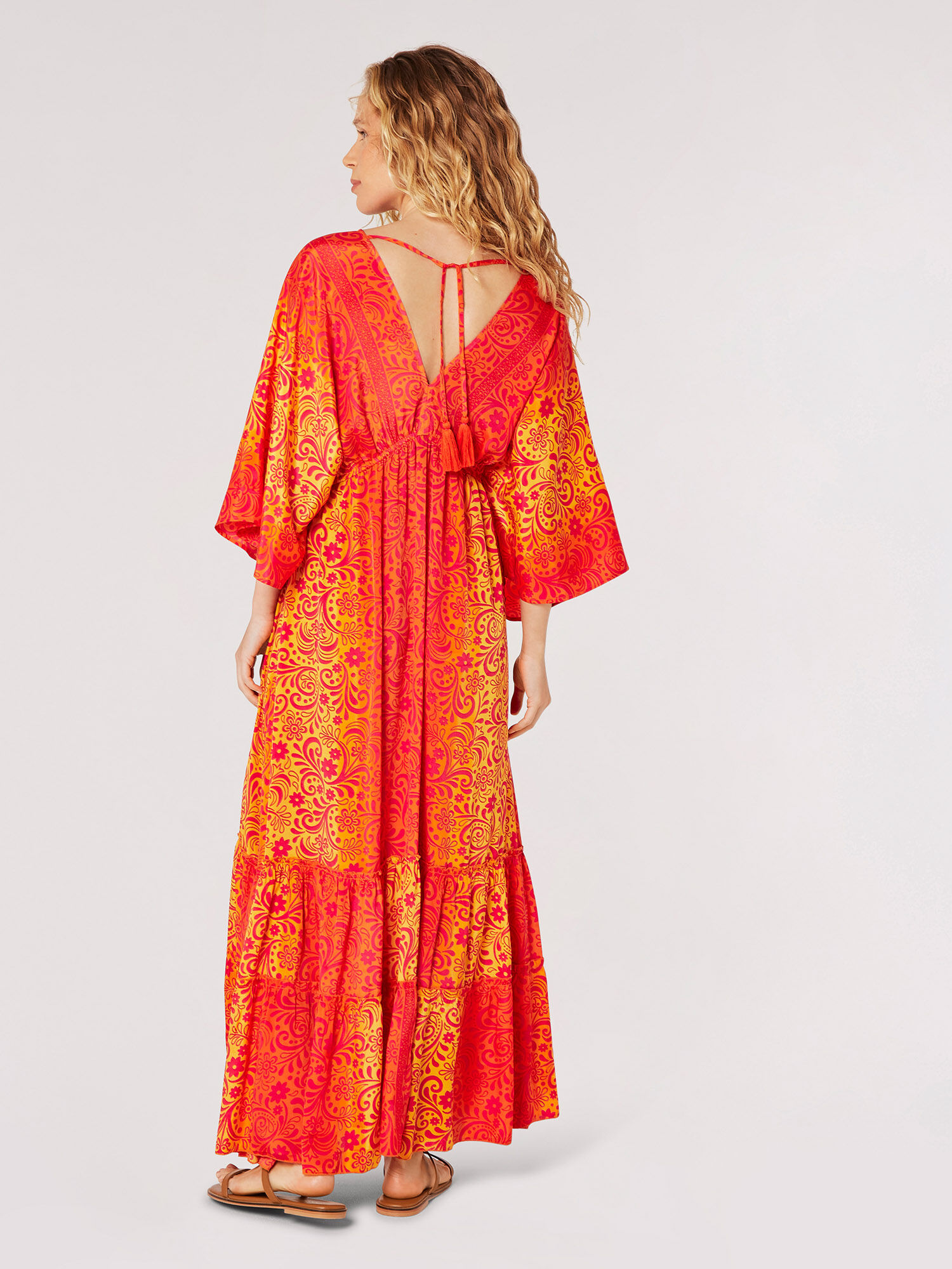 Satin kimono maxi dress sales