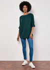 Soft-Touch Batwing Waffle Knit Top, Green, large