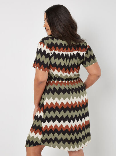 Curve Chevron Drawstring Mini Dress