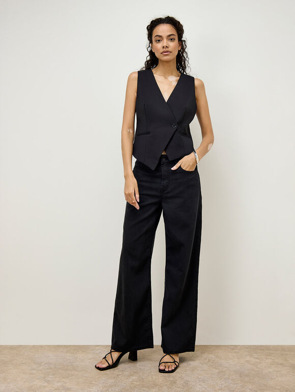 Elisa Wide Leg Jeans, Black, large