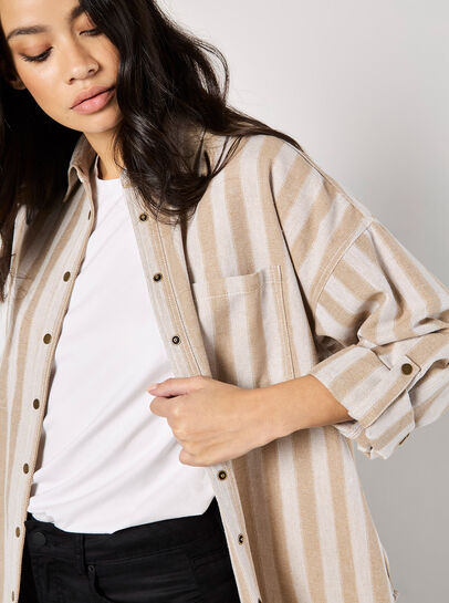 Twill Stripe Oversized Shacket