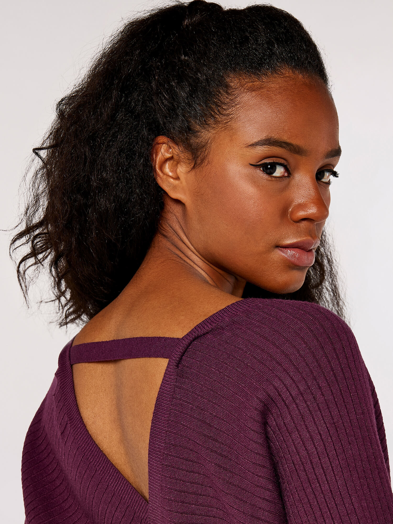 Bar Back Batwing Jumper Apricot Clothing