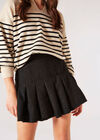 Tweed Box Pleat Mini Skirt, Black, large