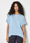 Button Detail Knitted T-Shirt, Blue, large