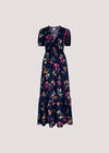 Watercolour Floral Maxi Dress, Navy, large