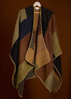 Colour Block Blanket Cape, Brown, large