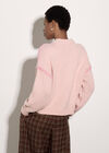 Blanket Stitch Chunky Knit Jumper, Pink, large