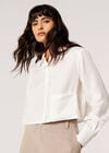 Oversized Cropped Shirt, Cream, large