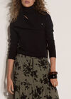 Floral Silhouette Crepe Midi Skirt, Khaki, large