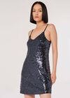 Sequin Cami Mini Dress, Dark Grey - Charcoal, large