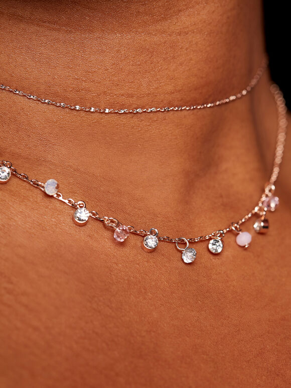 Crystal Bead Layer Necklace, Assorted, large