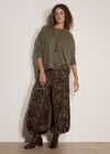 Leopard Print Wide-Leg Woven Trousers, Khaki, large