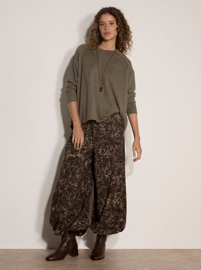 Leopard Print Wide-Leg Woven Trousers