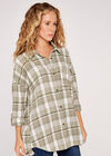 Oversized Check Shirt, Khaki, large