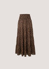 Painterly Paisley Tiered Maxi Skirt, Brown, large