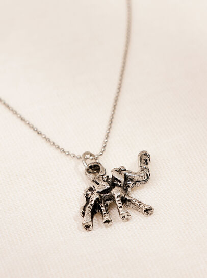 Silver Tone Elephant Pendant Necklace