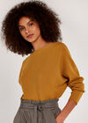 Boat Neck Ribbed Jumper, Mustard, large