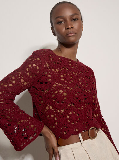 Boho Floral Cotton Crochet Top