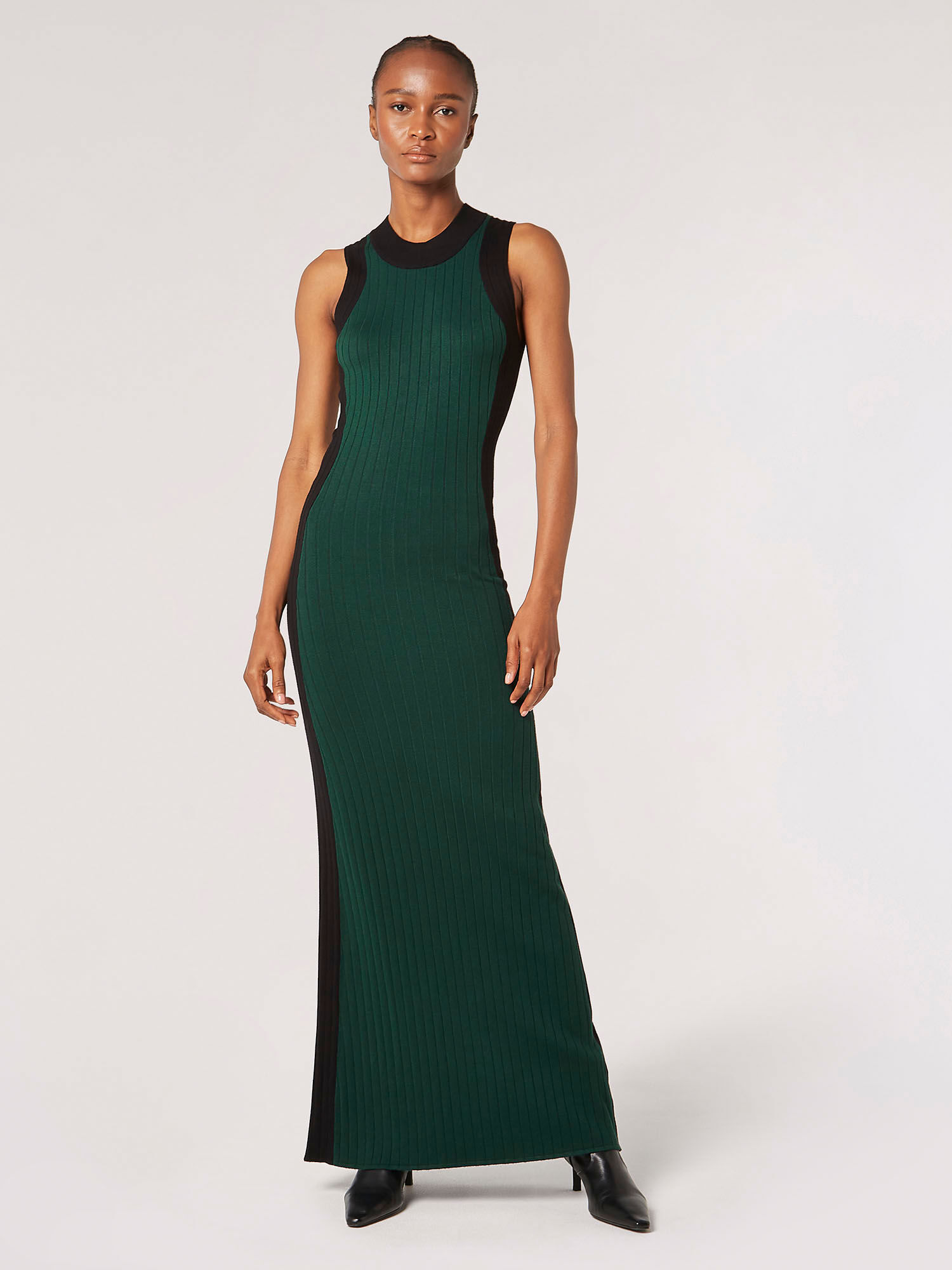 Ribbed Knit Bodycon Maxi Dress Apricot Clothing