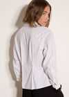 Cinched Cotton Stripe Shirt, White, large