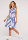 Stripe Tie Shirt Dress, Blue, large