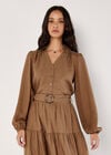 Balloon Sleeve Blouse, Brown, large
