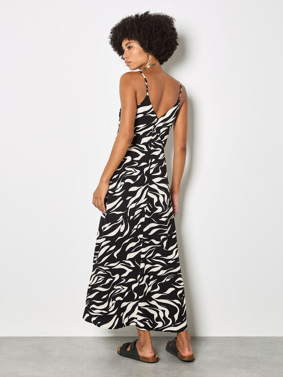 Animal Print Trapeze Cami Maxi Dress, Black, large