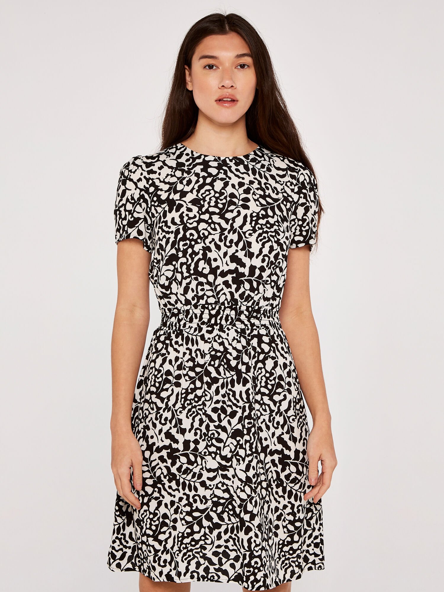 Leaf Silhouette Dress Apricot Clothing