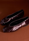 Sequin Embellished Ballerina Shoes, Red, large