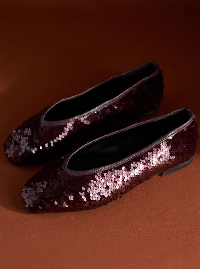 Sequin Embellished Ballerina Shoes