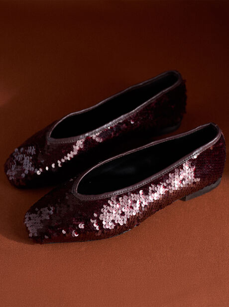 Sequin Embellished Ballerina Shoes