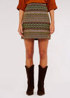 Aztec Jacquard Mini Skirt, Khaki, large