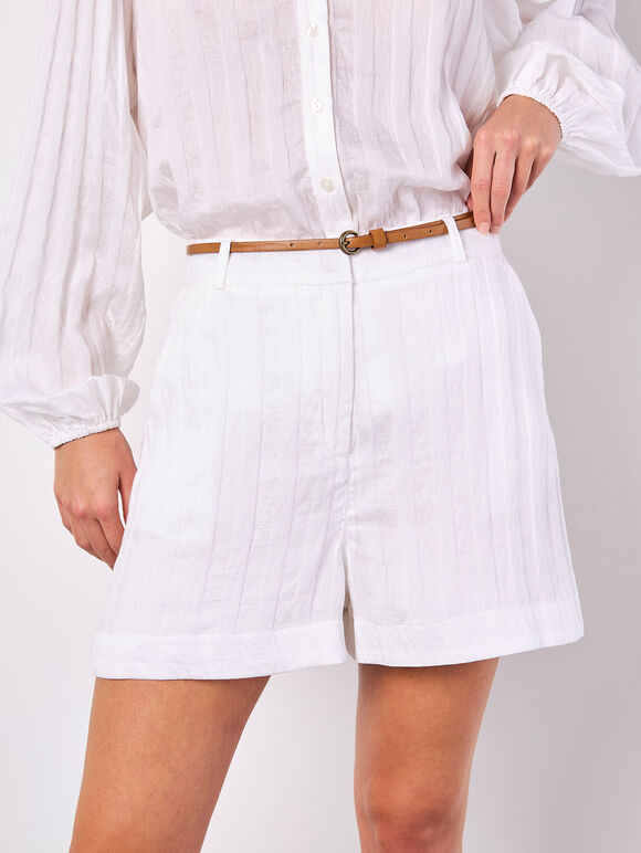 Self Stripe Shorts, White, large