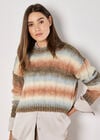 Boxy Space Dye Cable Jumper, Coral, large
