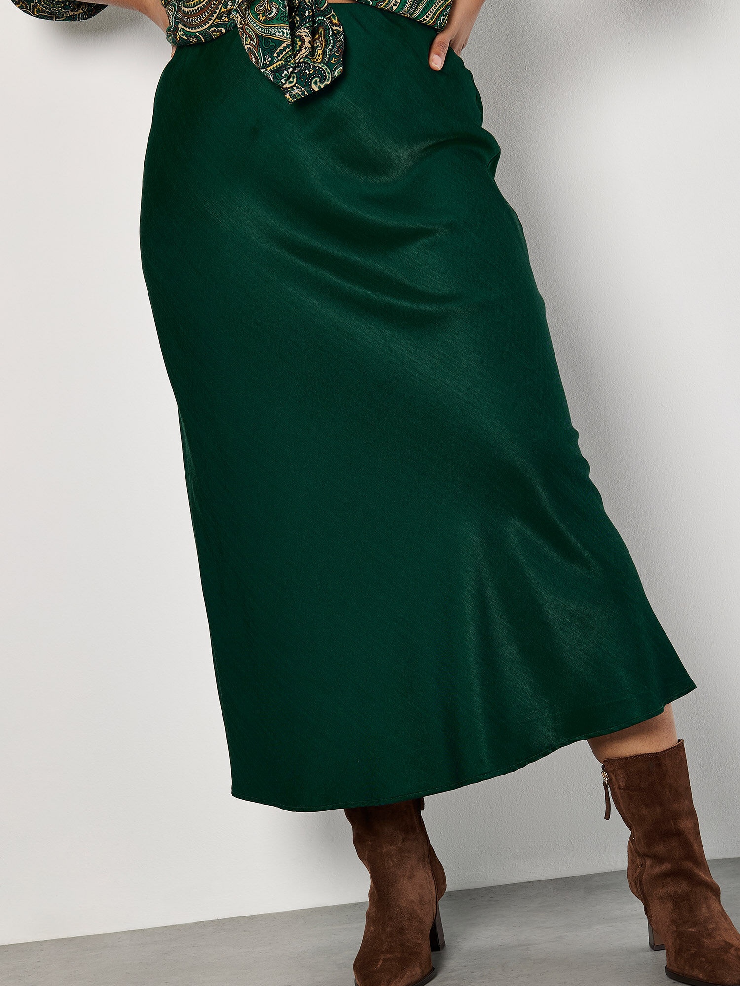 Green bias midi skirt discount